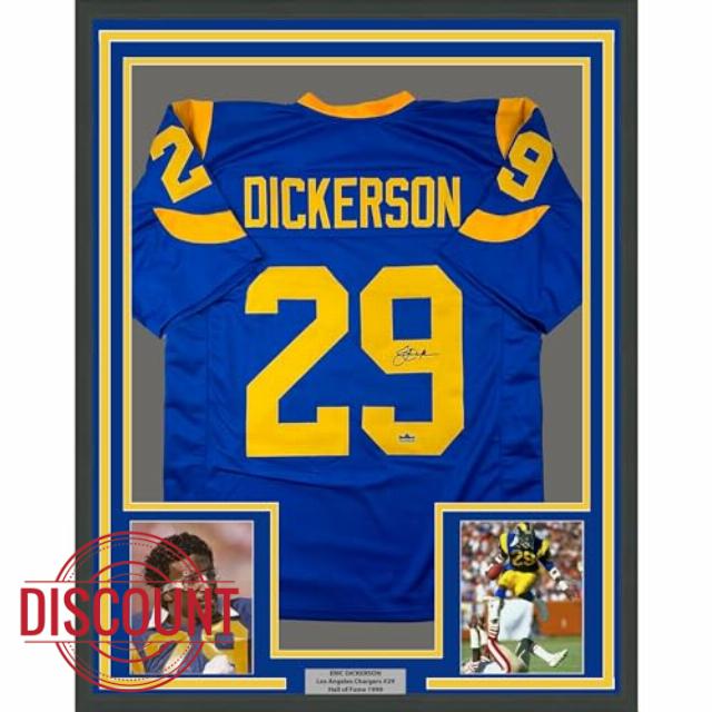 Framed Facsimile Autographed Eric Dickerson 33x42 Los Angeles LA Royal Blue Retro Reprint Laser Auto Football Jersey