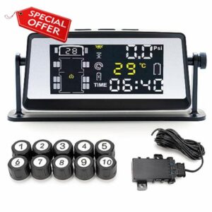 RV Tire Pressure Monitoring System with 10 Sensors