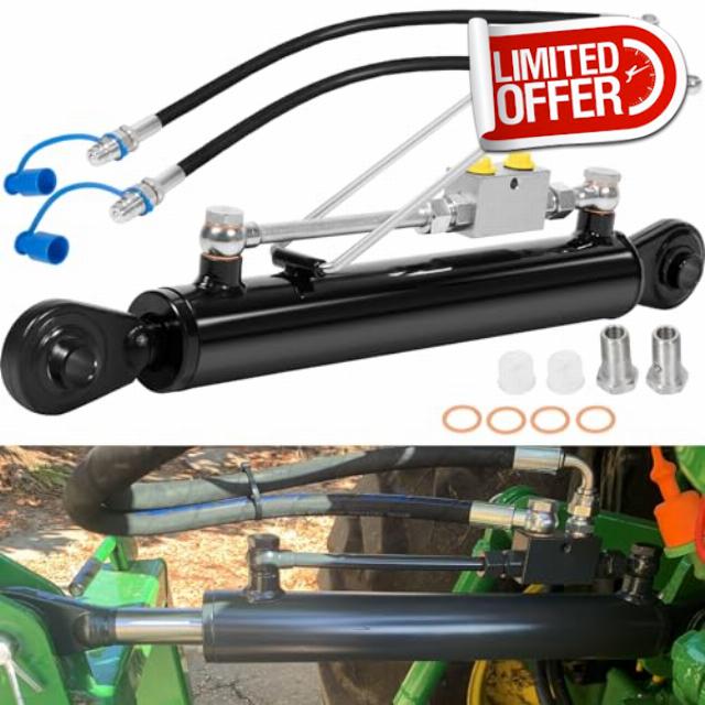 Hydraulic Top Link Cat 1-1 with Locking Block 20 7/8” - 31 7/8” with 2 x Hose Two-Way Check Valve Designed Double-Acting Hydraulic Cylinder for Directly Mounted On Tractors Excavators