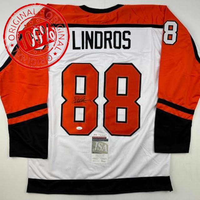 Autographed/Signed Eric Lindros Philadelphia White Hockey Jersey JSA COA