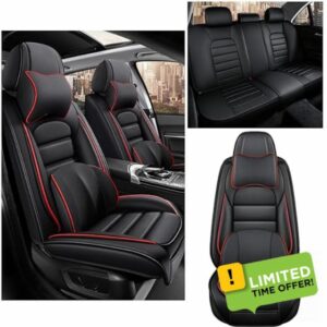 Cscevt 5 Seat Covers for Toyota Corolla 2000-2023 Leather Car Seat Covers Waterproof Anti-Slip Soft Car Seat Protectors Comfort Premium Automotive Seat Covers with Airbag（Luxury
