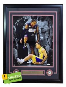 Allen Iverson Signed Framed 16x20 Philadelphia Lue Step Over Photo JSA ITP