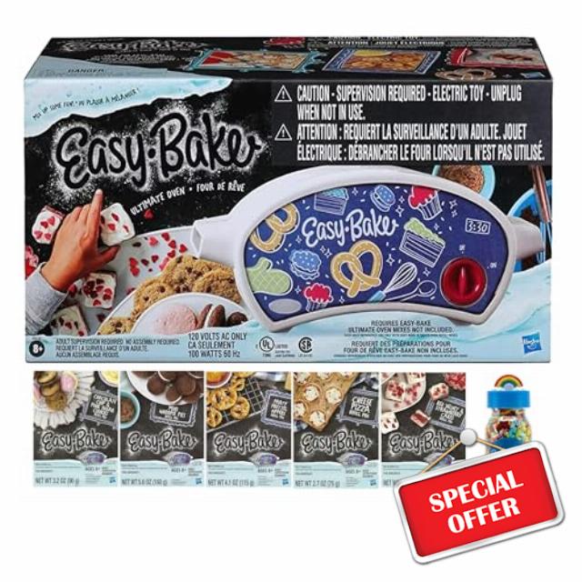 Easy Bake Oven Easy Bake Ultimate Oven Baking Bundle (Oven + 5 Mixes + Rainbow Sprinkles) for Kids 8yrs and Up