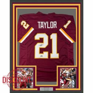Framed Facsimile Autographed Sean Taylor 33x42 Washington Red Reprint Laser Auto Football Jersey