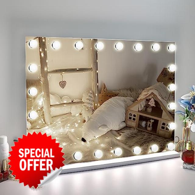 LilyHome 31.5"x 23.6" Vanity Mirror Makeup Mirror with Lights