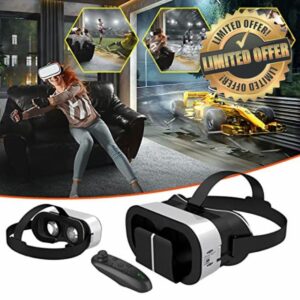 Nsxcdh Virtual Reality VR Headset Glasses Headset Helmets Goggles with Remote Control Stereo Headphones for TV