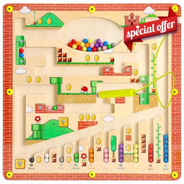 Magnetic Colour and Number Maze - Montessori Toys for 3 Year Olds Wooden Color Sorting Toys Magnetic Maze Fine Motor Skills Toys Educational Toys for 3 4 5 6 Year Olds Kids Boys Girls