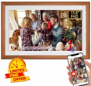 FRAMEO 15.6'' WiFi Digital Picture Frames 32GB Smart Touch Screen Digital Photo Frame 1920 * 1080 IPS FHD Large Digital Picture Frame Share Photos and Videos Anytime