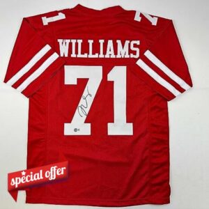 Autographed/Signed Trent Williams San Francisco Red Football Jersey Beckett BAS COA
