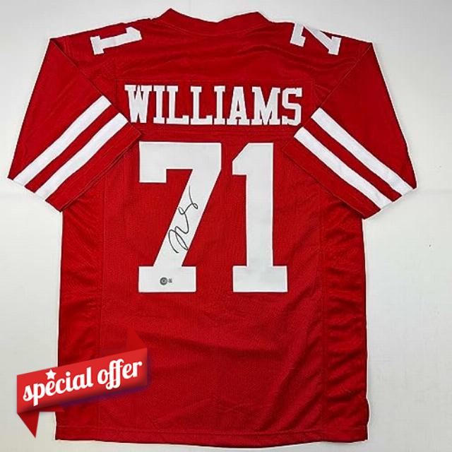Autographed/Signed Trent Williams San Francisco Red Football Jersey Beckett BAS COA