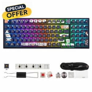 MOLGRIA SKYLOONG GK980 98-Key RGB Backlit Gaming Keyboard with Side Transparent Pudding Keycaps