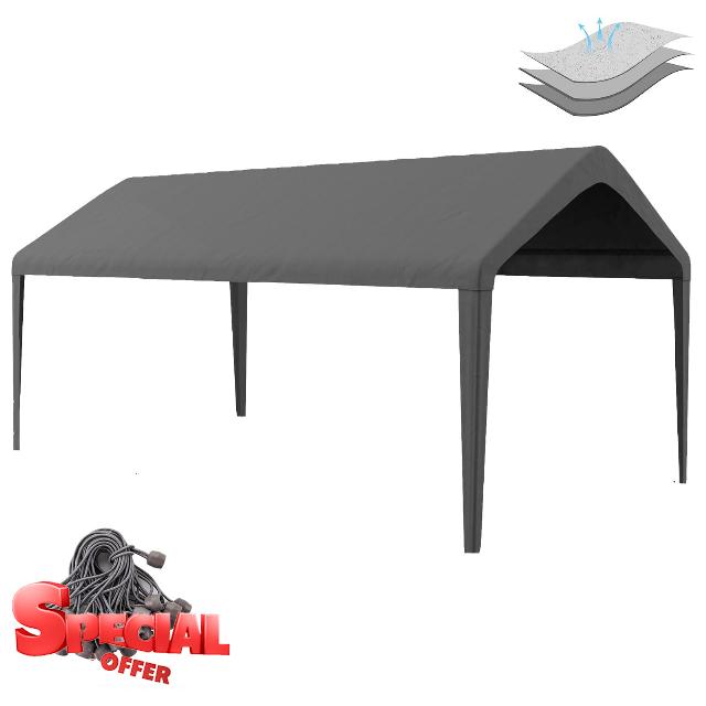 Carport Replacement Canopy Cover 12'x20' for Tent Top Garage Shelter Cover with Ball Bungees