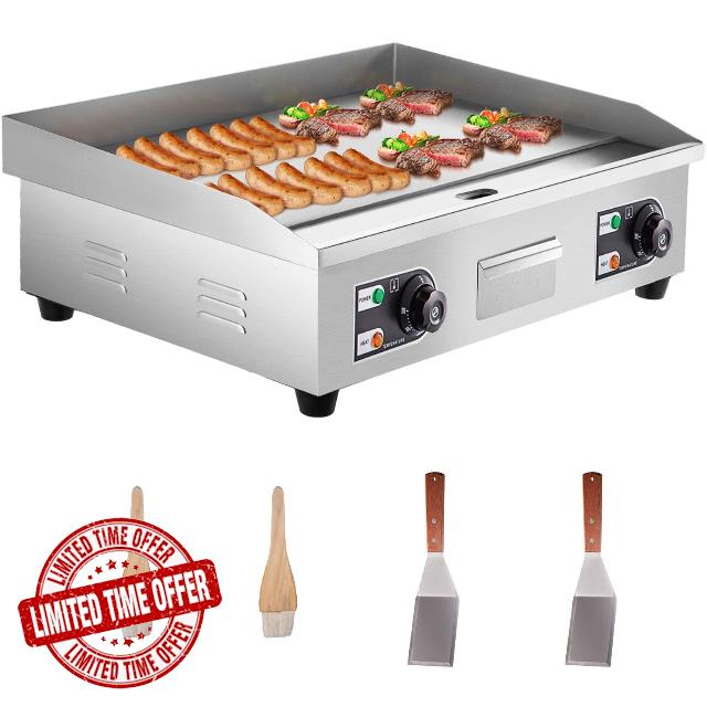 Commercial Electric Griddle 29-inch 110V 3000W Non-Stick Restaurant Teppanyaki Flat Top Grill Stainless Steel Adjustable Temperature Control