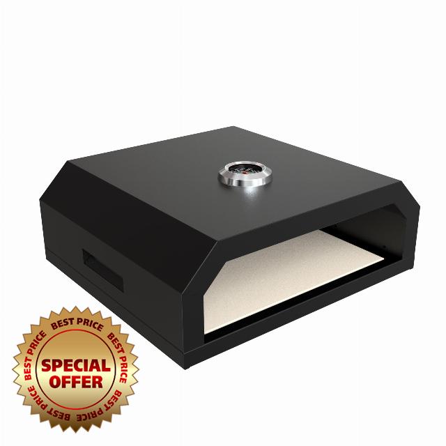 PARTAKER Grill Top Pizza Oven | Fits On Charcoal & Gas BBQ Grills | Portable Home-Made Pizza Oven | 13" Ceramic Pizza Baking Stone | Easy Carry Handles | Built-in Thermometer