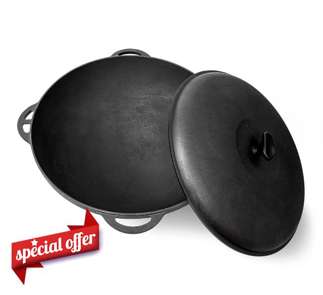 Dutch Oven Pot with Lid 12.5 Quarts (12 L) - Cast Iron Dutch Oven - Cast Iron Cookware Set - Uzbek Kazan Cast Iron – Premium Camping Cookware