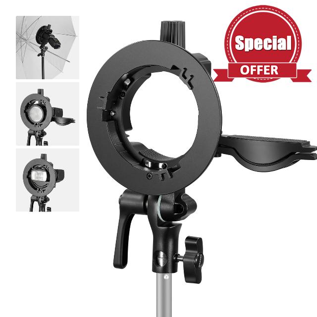 NEEWER S Type Bracket Holder with Bowens Mount for Round Square Head Flash Speedlite Compatible with Godox AD200Pro V1 NEEWER Z2 Z1 Z760 NW760 NW700 TT560 Q3