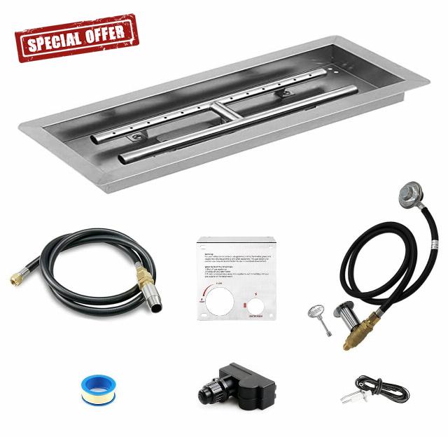BBQMANN 30x10 inch Drop-in Firepit Burner Kit