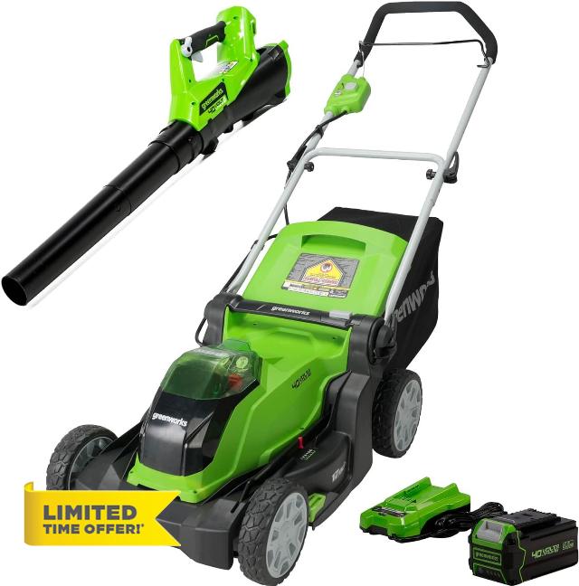 Greenworks 40V 17" Cordless Lawn Mower/Blower Combo Kit