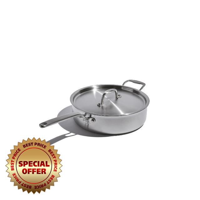 Heritage Steel x Eater 4 Quart Saute Pan | Made in USA | 5-Ply Fully Clad Stainless Steel Saute Pan | Stay Cool Handle | Non Toxic Induction Pan