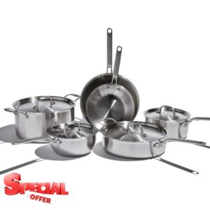 Eater x Heritage Steel 10 Piece Cookware Set | Made in USA | 5 Ply Fully Clad Stainless Steel Cookware Set | Stay Cool Handle | Induction Cookware Set | Non Toxic Cookware Set | Cook like an Eater