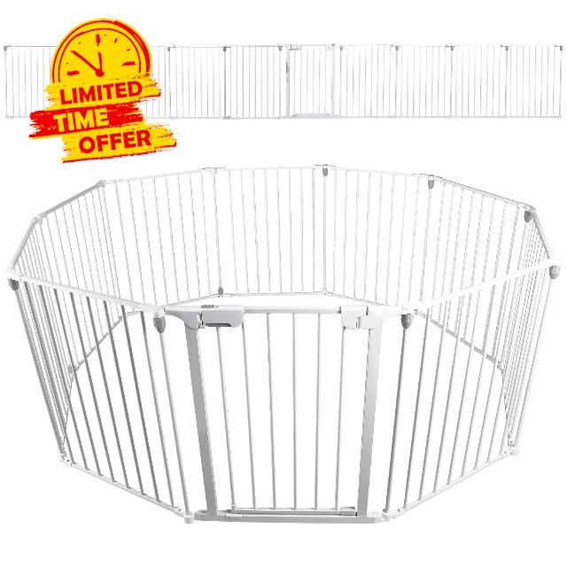 Baby Gate Extra Wide with 10 Metal Pannels