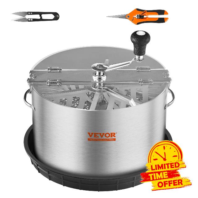 VEVOR 16 inch Stainless Steel Leaf Trimmer with Clear Visibility Dome and Hand Pruners for Cutting Leaves