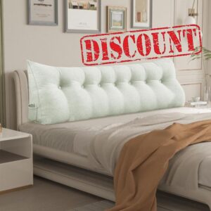 Daneey Headboard Wedge Pillow Bed Wedge Pillow for Headboard Bolster Reading Pillow for Bed Back Pillow for Sitting in Bed Wedge Pillow Headboard with Removable Cover (Beige