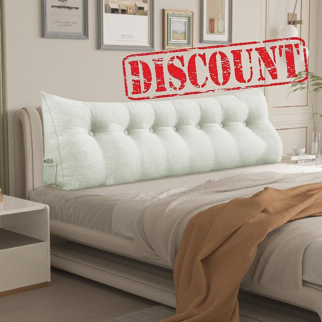 Daneey Headboard Wedge Pillow Bed Wedge Pillow for Headboard Bolster Reading Pillow for Bed Back Pillow for Sitting in Bed Wedge Pillow Headboard with Removable Cover (Beige