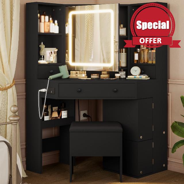 HAUOMS Corner Vanity Desk