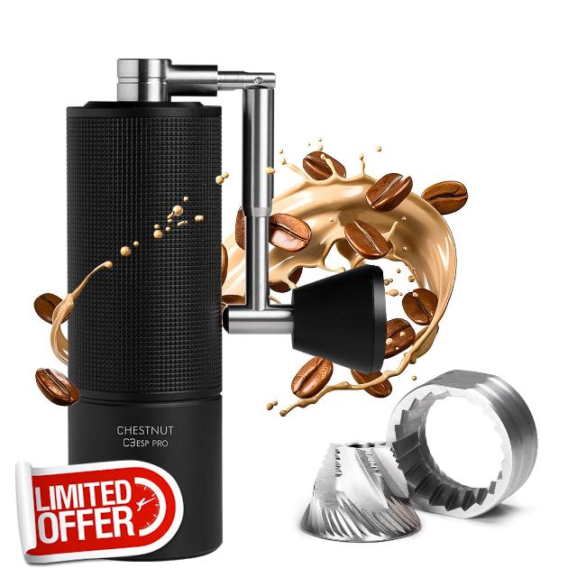 TIMEMORE Manual Coffee Grinder Stainless Steel Coffee Bean Grinder with Foldable Handle Chestnut C3 ESP PRO Internal Adjustable Setting