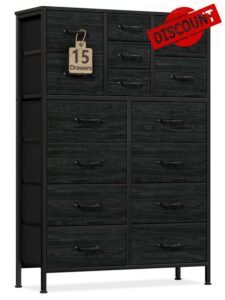Furnulem Tall Dresser for Bedroom with 15 Fabric Drawers