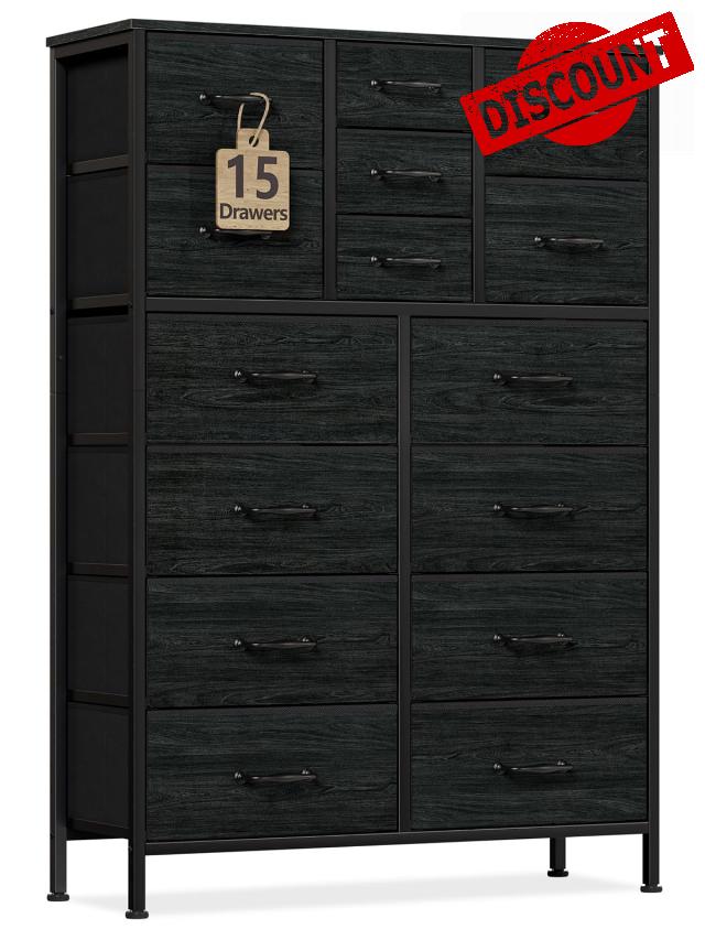 Furnulem Tall Dresser for Bedroom with 15 Fabric Drawers