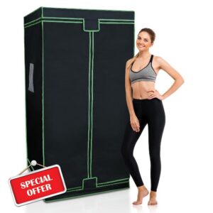 UTK Far Infrared Sauna Tent | Portable Large Space Infrared Home Spa for One Person | with Portable Chair and Heating Foot Pad | Natural Stones with Hot Therapy | 103℉-140℉