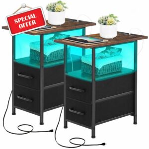 End Table Set of 2 with Charging Station