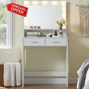 MIRROTOWEL Vanity Desk with Mirror and Lights