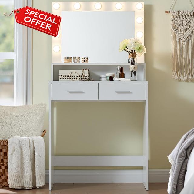 MIRROTOWEL Vanity Desk with Mirror and Lights