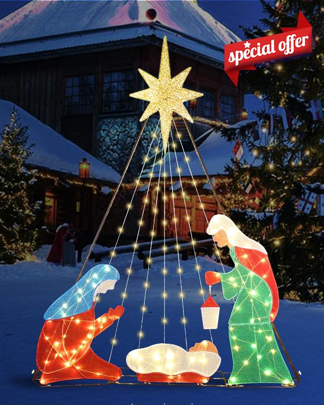 6FT Nativity Sets for Christmas Outdoor- Holy Family Yard Decoration