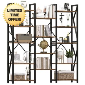 GAOMON Triple Wide 5 Tier Book Shelf
