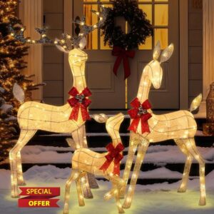 Super Large 3 Pieces Lighted Reindeer Christmas Decoration Family Set