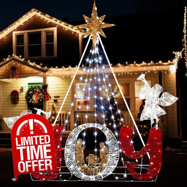 Zonon 5.9 FT Lighted Christmas Nativity Scene Holy Family Yard Decoration with 160 White LED Lights Cute Angels Christmas Decorations Set for Xmas Indoor Outdoor Garden Patio Holiday Party Decor