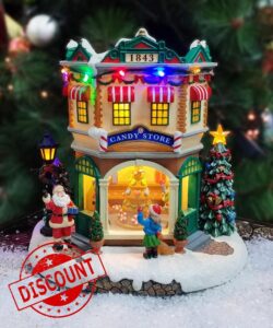 MOMENTS IN TIME 10.3”H Polyresin Christmas Village LED & Musical Candy Store