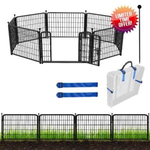 ADAVIN Garden Fence with Gate 24in(H)×20 Ft(L) 8 Panels
