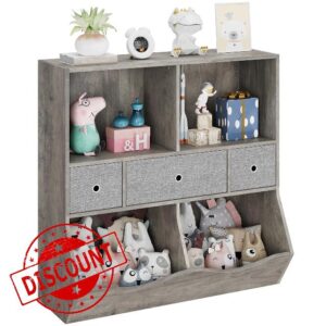 IDEALHOUSE Kids Bookshelf and Toy Storage Organizer with 3 Movable Drawers