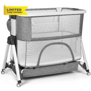 Cowiewie Baby Swingable Bassinet Infant/Newborn to Toddler Bassinet with 4 Stages
