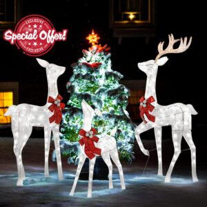 GENIMO 3-Piece Outdoor Reindeer Christmas Decorations Yard
