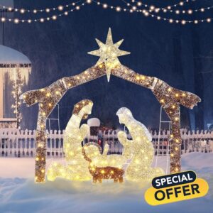 VINGLI Lighted Outdoor Nativity Scene