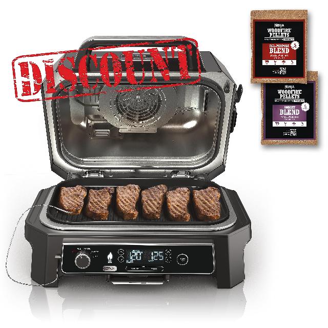Ninja OG850 Woodfire Pro XL Outdoor Grill & Smoker with Built-In Thermometer