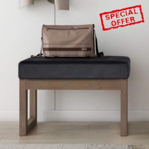 SIMPLIHOME Milltown 26 inch Wide Contemporary Rectangle Footstool Ottoman Bench in Distressed Black Faux Leather