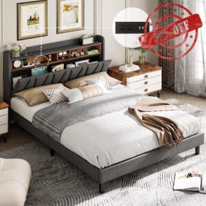 ANCTOR Queen Bed Frame with Charging Station