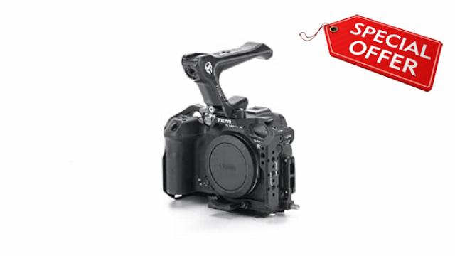Camera Cage for Canon R7 Lightweight Kit – Black | NATO TOP Handle | Cable CLAMP | ARCA Ready | TA-T59-A-B